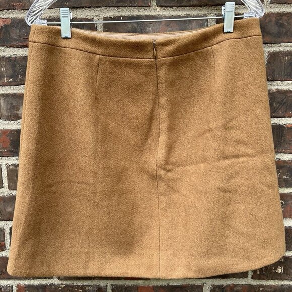 J. CREW Mercantile CAMEL Ruffle-Front Mini Skirt Thanksgiving Blend Lined Sz 10 - Picture 2 of 6